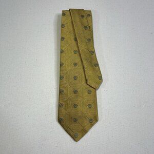 Gianni Versace Vintage Silk Tie – Gold Geometric Medusa Pattern